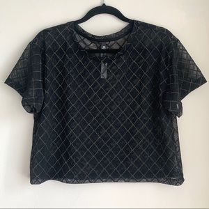 Victoria’s Secret Sheer Boxy Crop Top Black Gold